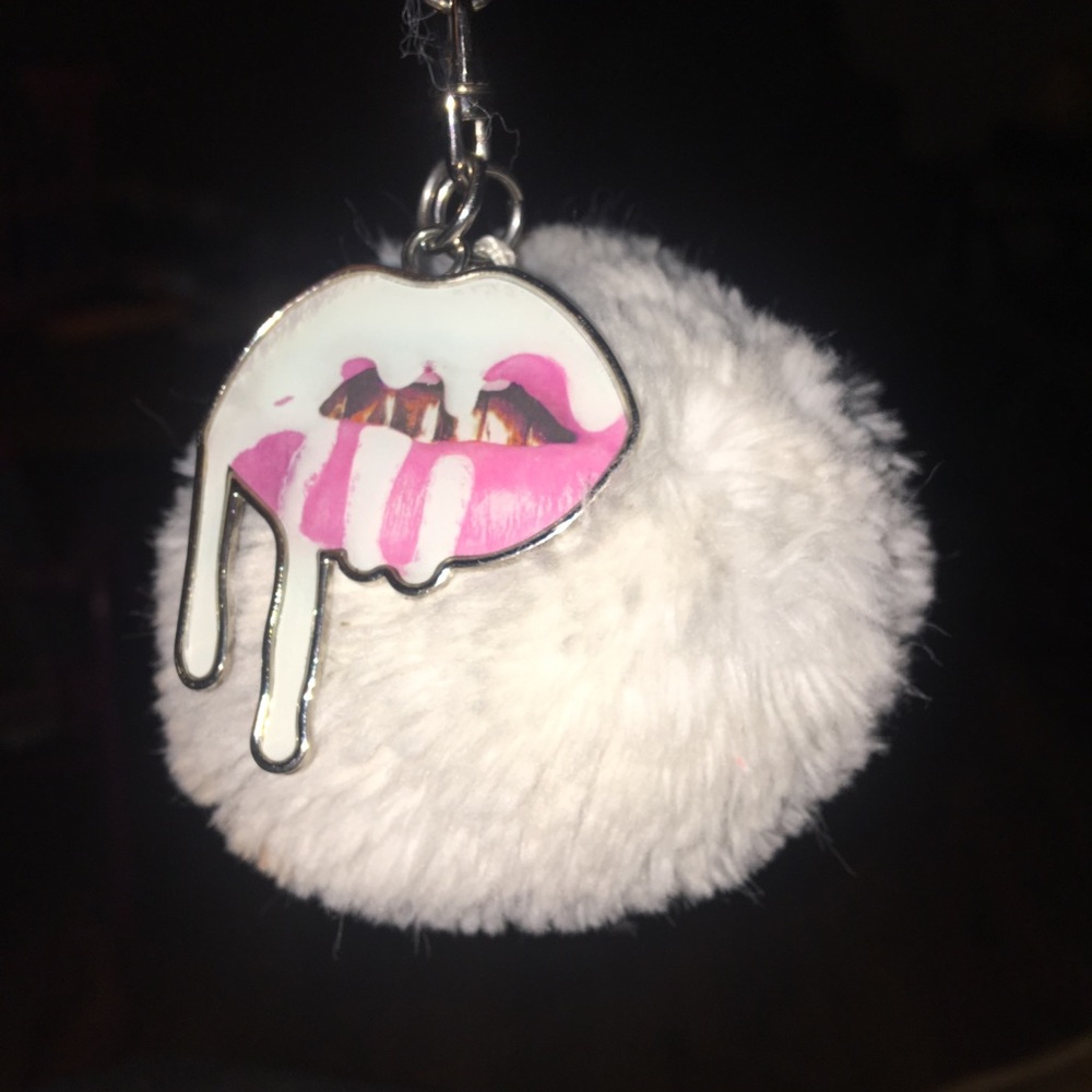 Authentic Kylie Cosmetics White Pom Pom Keychain